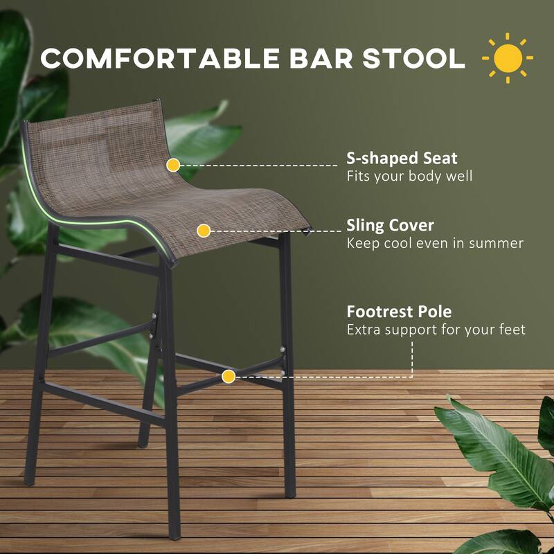 3 Piece Bar Height Outdoor Bistro Set for 2, Round Patio Pub Table 2 Bar Chairs with Comfortable Design & Strong Build,