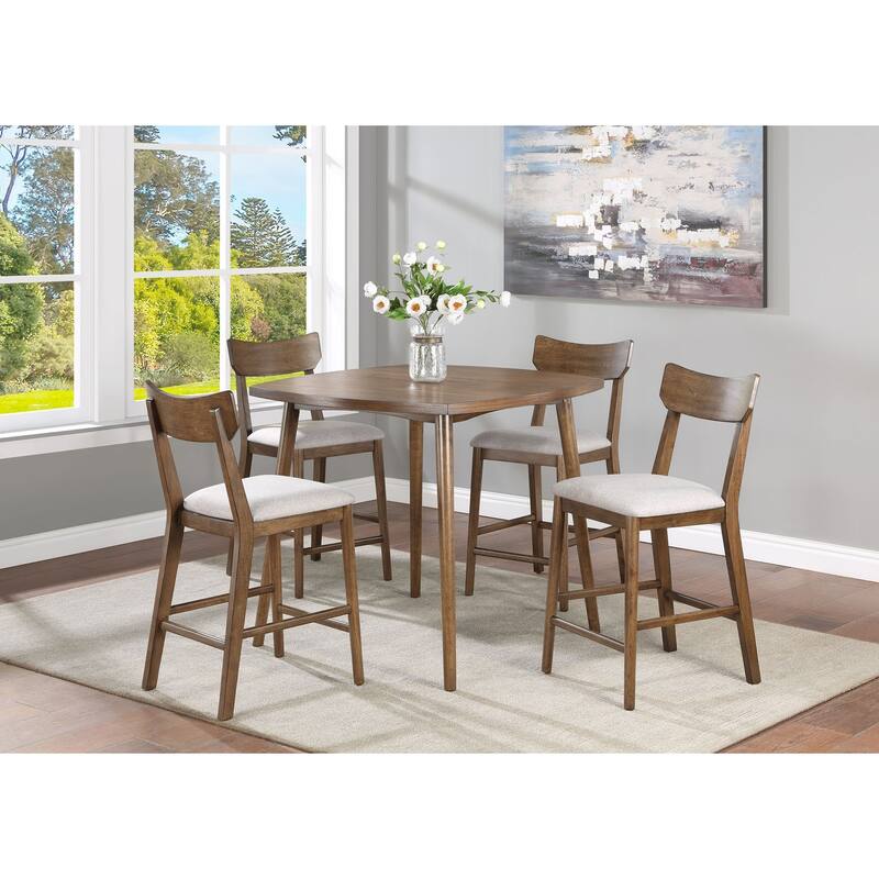 Xenia Brown Fabric Modern Counter Height Set - 7-Piece Sets