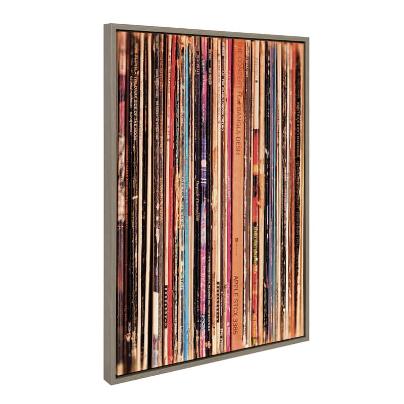 Kate and Laurel Sylvie Record Player Framed Canvas by Various Artists