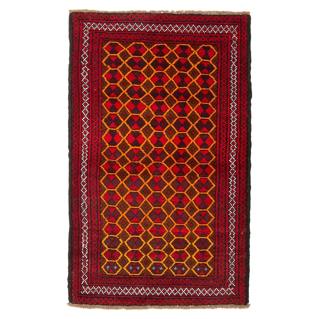 ECARPETGALLERY Hand-knotted Baluch Red Wool Rug - 3'6 x 5'7