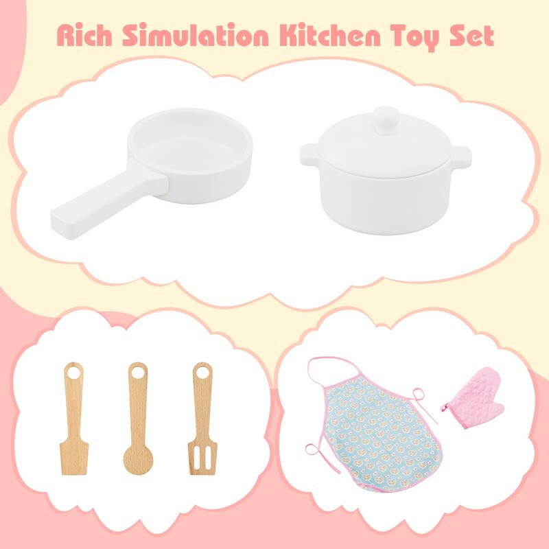 Gymax Play Kitchen for Kids w/ Door Curtain Stoves Sink & Oven