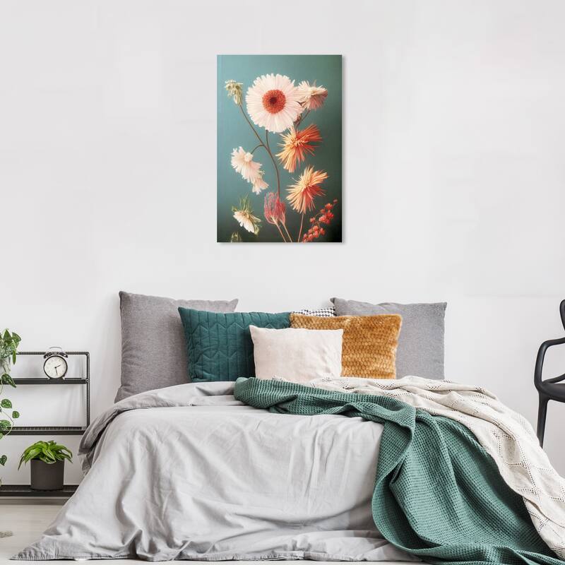 Wynwood Studio Canvas Floral and Botanical Florals for Winter I Blue and Rustic Wall Art Canvas Print - 24 x 36