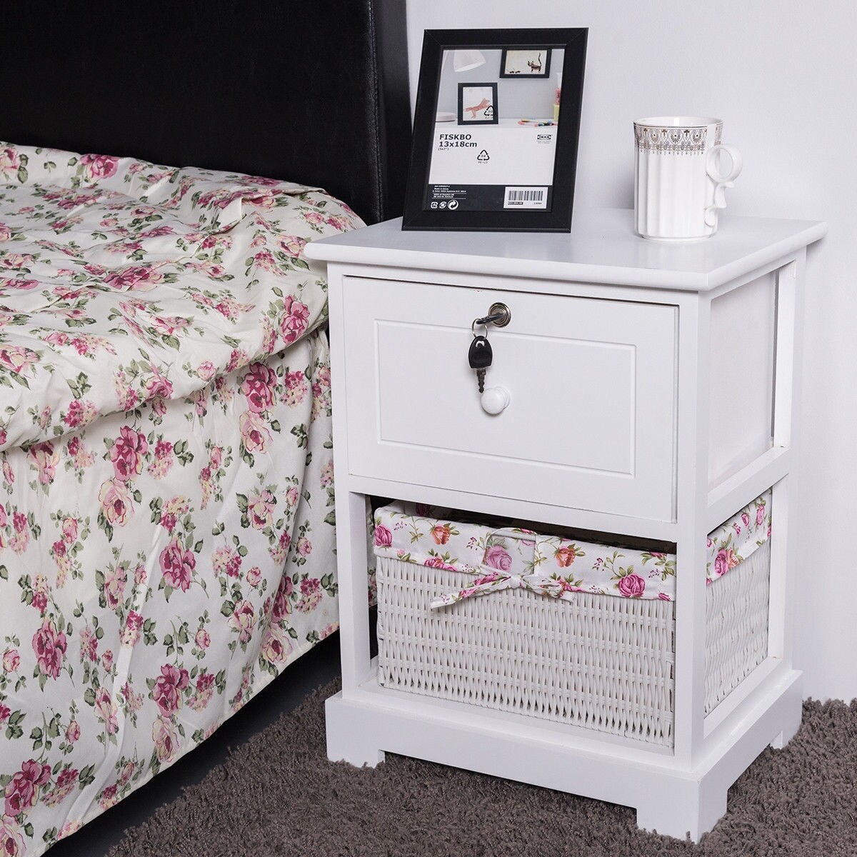 Shop Gymax Wood Night Stand 2 Tiers 1 Drawer Bedside End Table Organizer Storage Basket On Sale Overstock 22971583