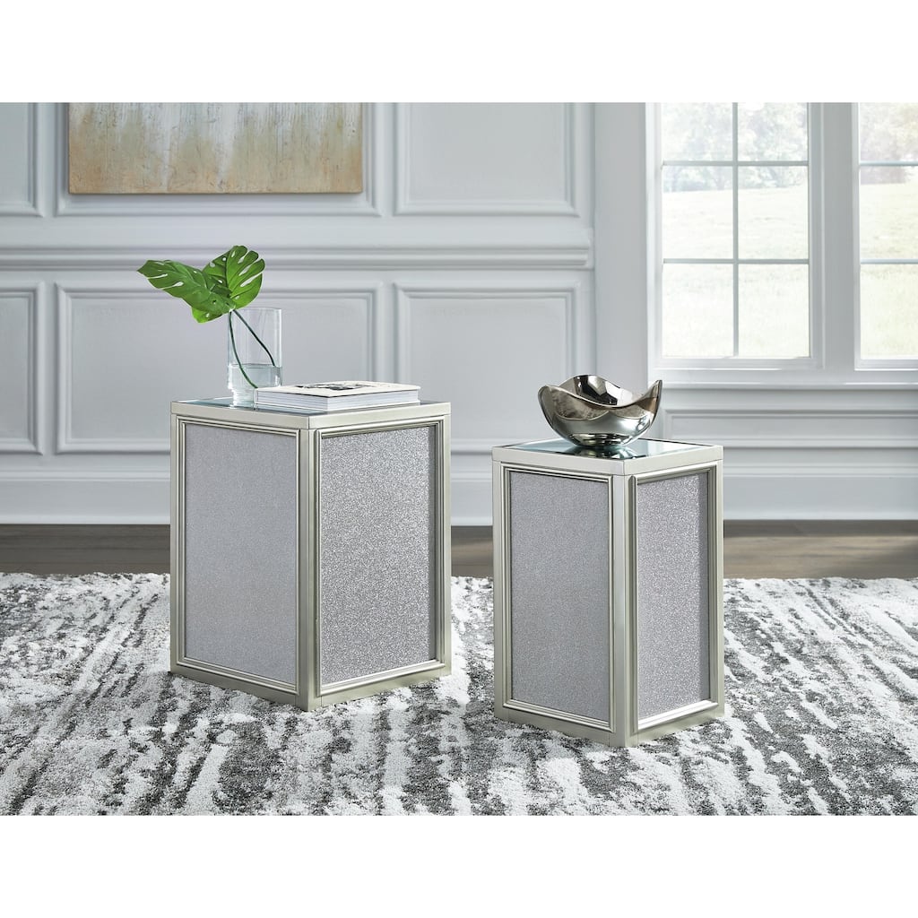 Signature Design by Ashley Traleena Silver Nesting End Tables (Set of 2) - 16"W x 16"D x 22"H