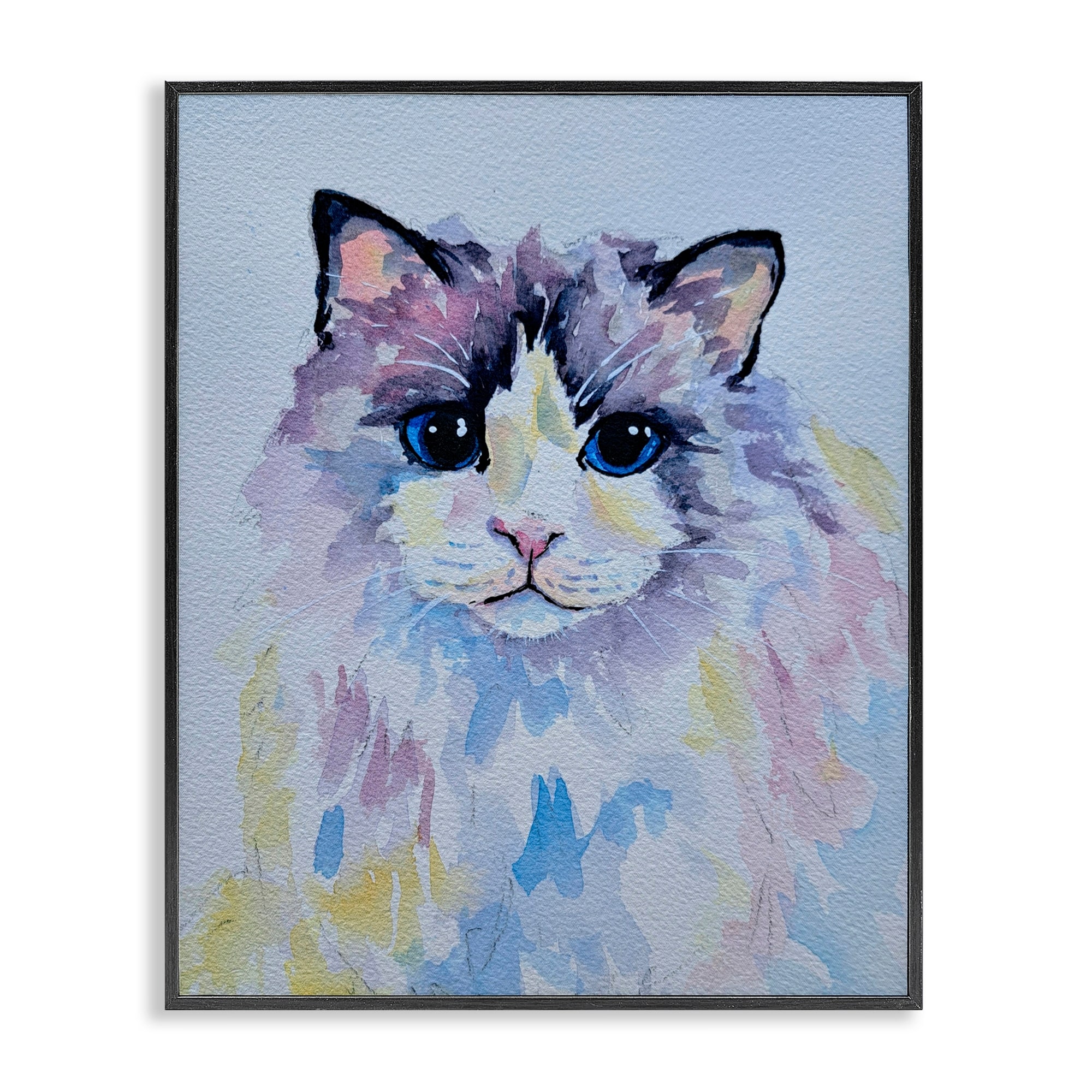 Stupell Pastel Cat with Blue Eyes Framed Giclee Art Design By Tatiana Roberts