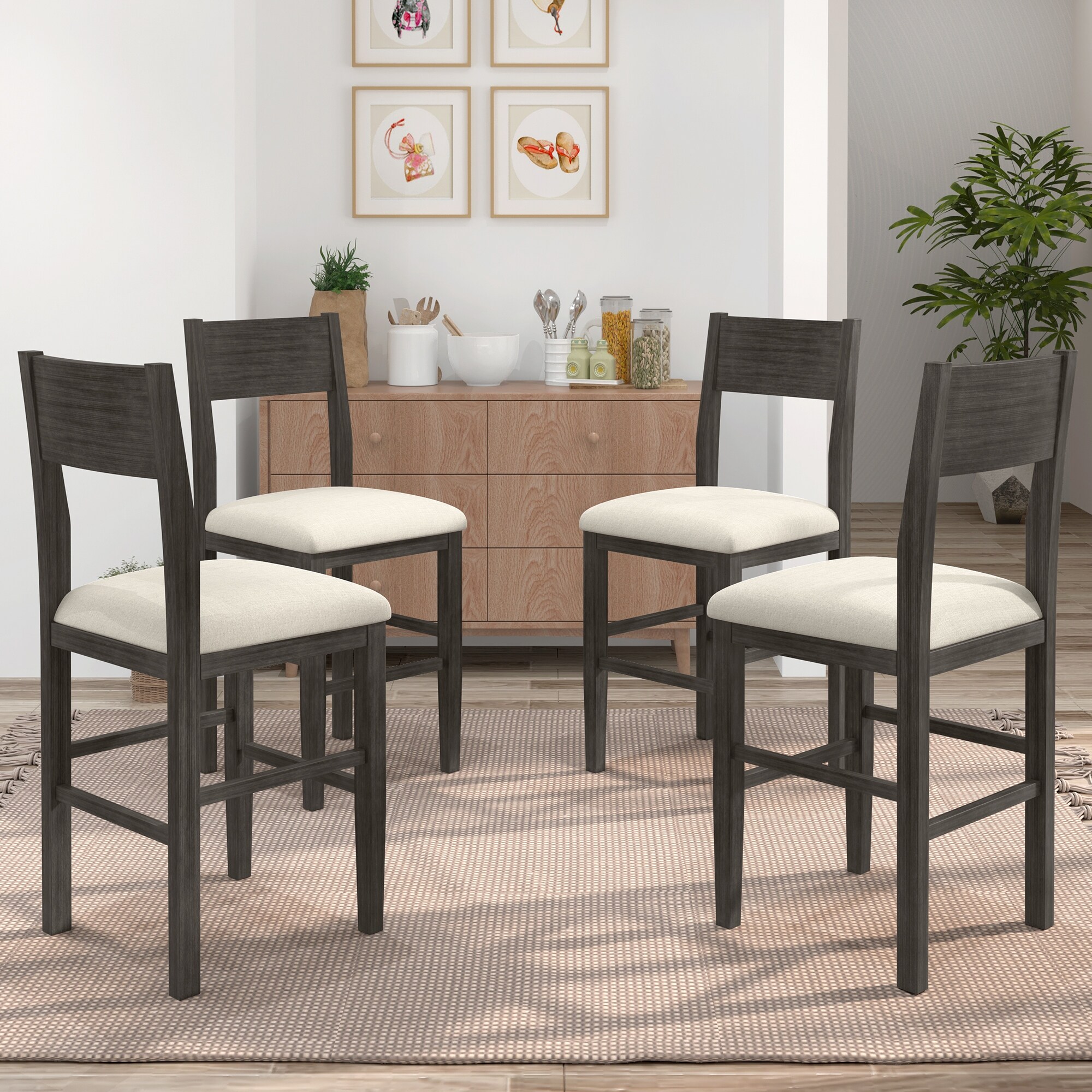 Counter Height 5-Piece Dining Table Set with 1 Rectangular Dining Table and  4 Dining Chairs for Small Places - Bed Bath & Beyond - 38429423