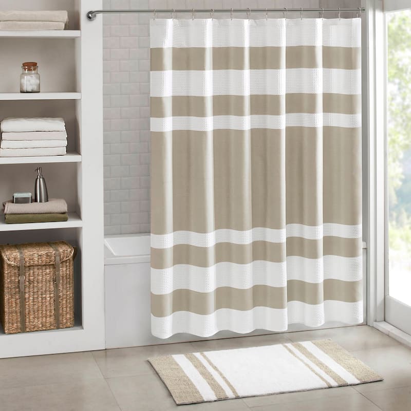 Madison Park Spa Waffle Shower Curtain with 3M Treatment