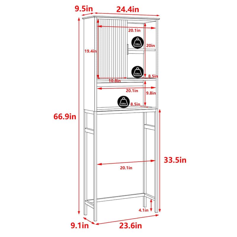 VEIKOUS Bamboo Over-The-Toilet Storage Cabinet with Upgraded Sliding Door