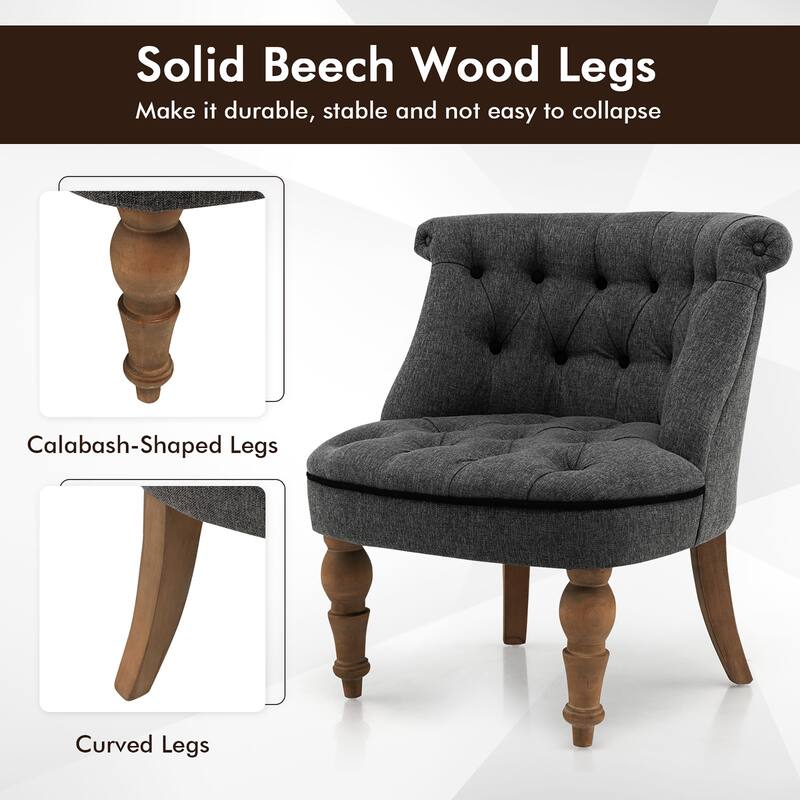 Costway Set of 2 Upholstered Slipper Chairs Armless Accent Chairs w/ - See Details
