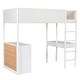 preview thumbnail 90 of 93, Teddy Fleece Loft Bed with Foldable Study Table, 4 Storage Drawers and Shelves Wood High LoftBed Frame for Bedroom