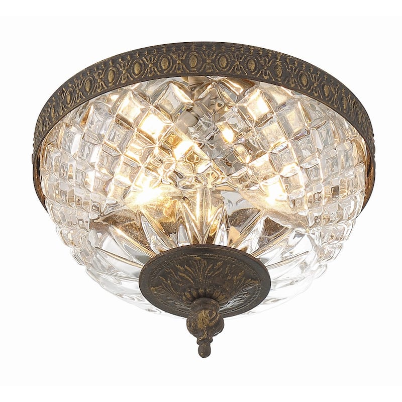 Crystorama 2 Light Crystal Flush Mount - 8"W x 8"H x 8"D
