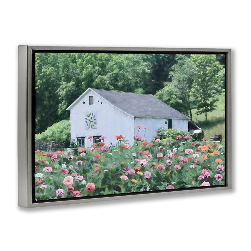 Stupell Countryside House in Garden Framed Floater Canvas Wall Art Design By Lori Deiter