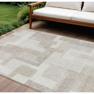 HomeRoots Abstract Transitional Rectangle Outdoor Rug