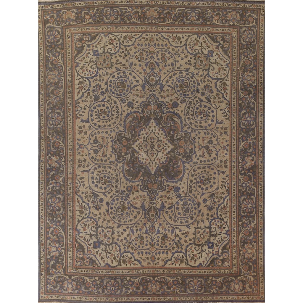 Over Dyed Floral Tabriz Persian Vintage Rug Handmade Wool Carpet - 9'6"x 12'2"