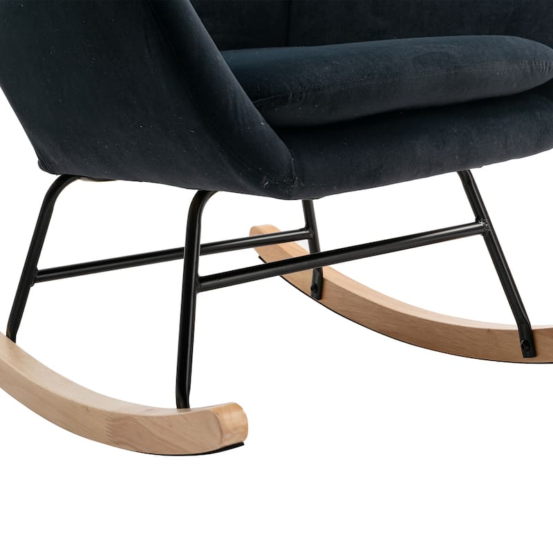 Velvet Fabric Padded Seat Rocking Chair