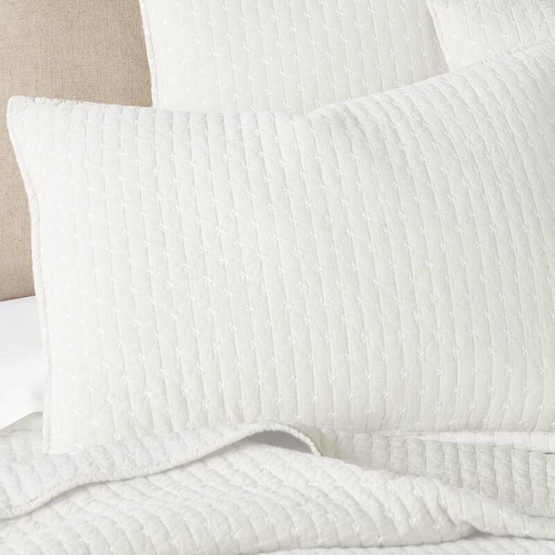Cross Stitch Cream Full/Queen Quilt Set - Levtex Home