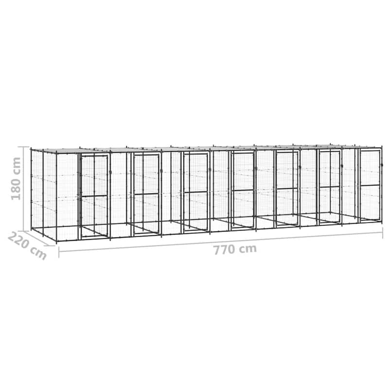 vidaXL Outdoor Dog Pen Pet Crate Kennel Cage Playpen House for Yard Steel