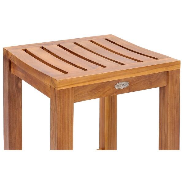 Chic Teak 5 Piece Teak Wood Seville Small Counter Height Patio Bistro Dining Set 4 Counters Stools And 27 Square Table Overstock 31299749