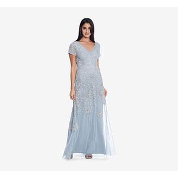 adrianna papell silver sequin dress