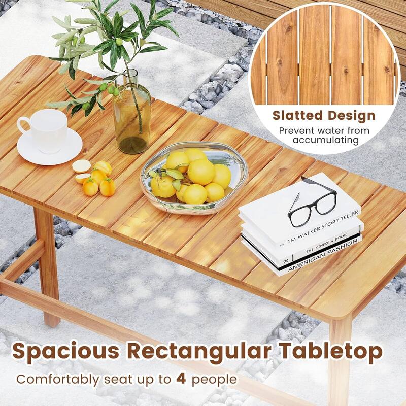 Outdoor Bar Table 54" x 22" Acacia Wood Counter Height Table