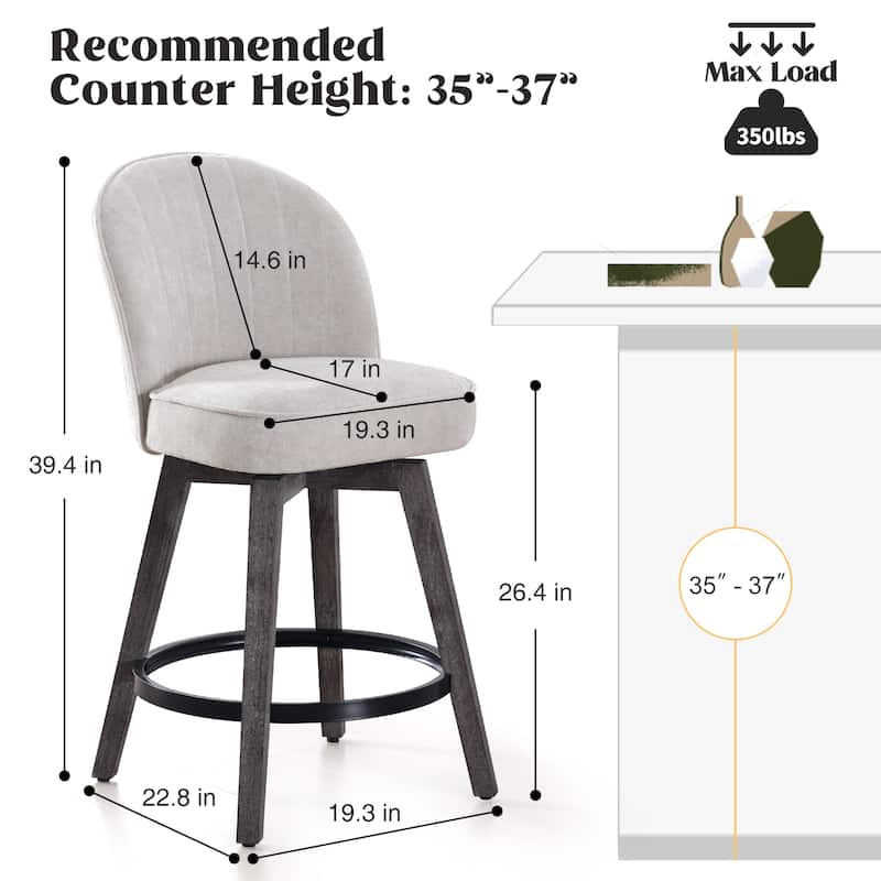 HOMYKA Swivel Bar Stool with Wood Legs Set of 4