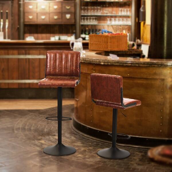 PHI VILLA Adjustable L-Shaped PU Leather Swivel Kitchen Bar ...