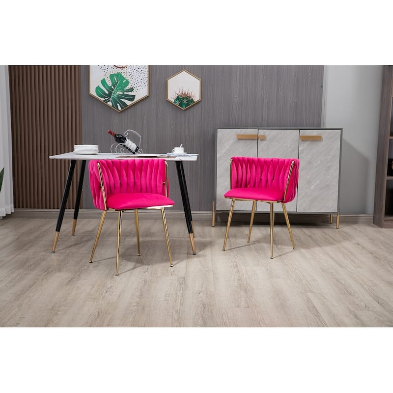 Modern Accent Chair,2PC/SET - Rose Red