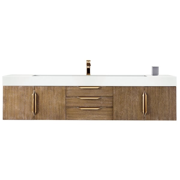 slide 2 of 9, James Martin Vanities Mercer Island 72" Single Vanity, Latte Oak with Radiant Gold Hardware