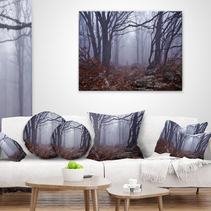 Dark Foggy Forest in Autumn - Landscape Photo Canvas Print