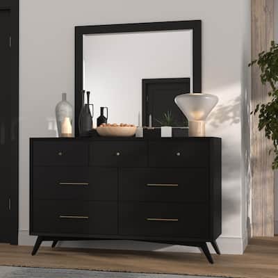 Flynn Mid Century Modern Mirror, Black