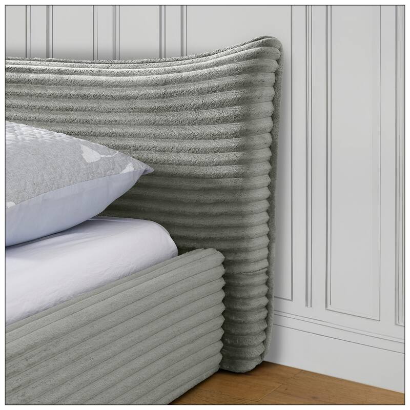 Queen Size Upholstered Bed FrameAnd velvet fabric No Box Spring Required