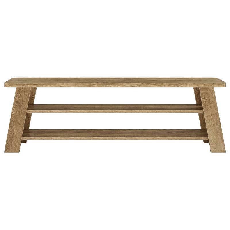 3-Tier Entryway Shoe Bench with Storage Shelf for Living Room, Wooden End of Bed Bench for Bedroom, Dining Bench for Dining Room