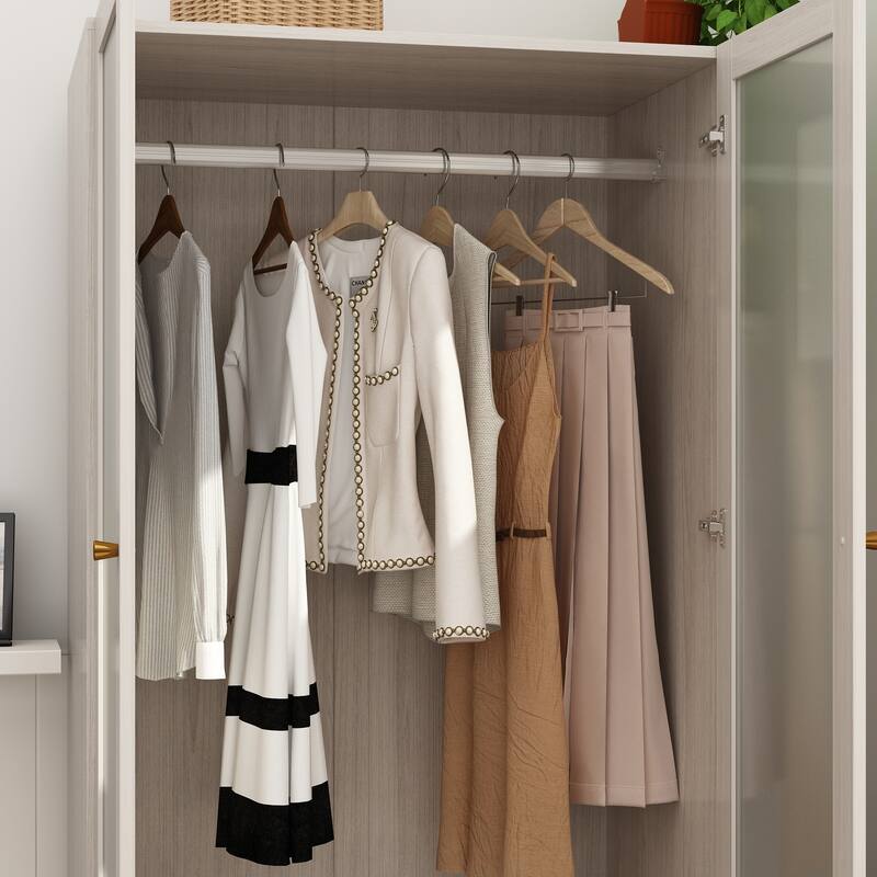 Large Glass Combination Cabinet: Contemporary Storage Closet Armoires