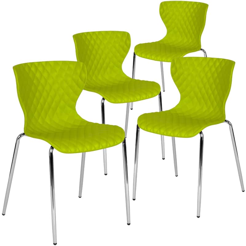 4 Pack Contemporary Design Plastic Stack Chair - Citrus Green