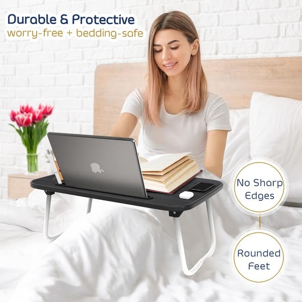 Laptop Tray Lap Desk Cushioned Portable Computer Reading LED Light Work  Station