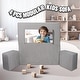 preview thumbnail 2 of 8, Grey Chenille Kids Modular Couch with Foam Blocks and Safe Zippers - 39.37” L x 39.37” W x 7.87” H