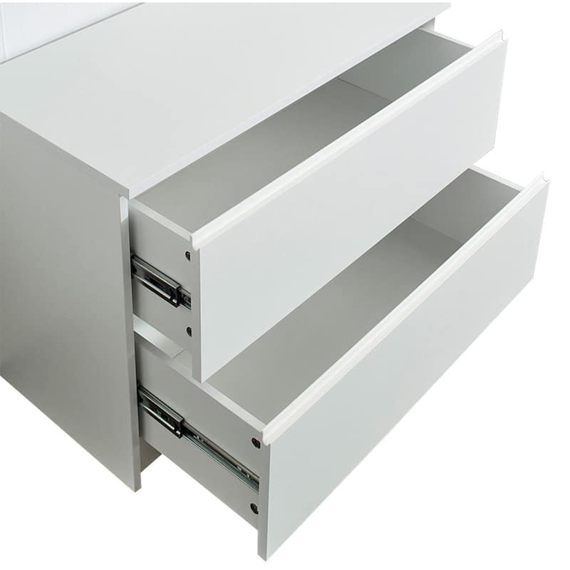 Vedz Dresser Unit with 2 Drawers, Modern White Melamine Finish