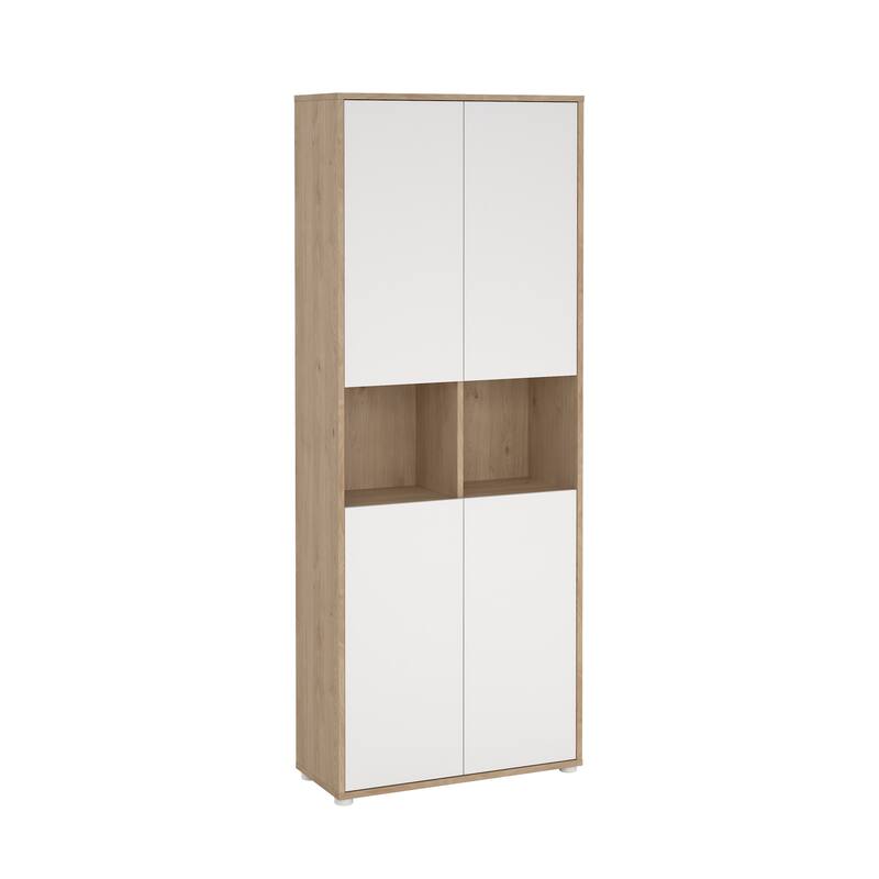Carson Carrington Sign 6 Shelf Bookcase with 4 Doors, Home Office Storage - 13.5"D x 31.34"W x 80.59"H