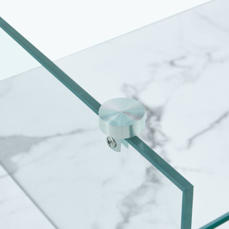 Modern Rectangular 2-Tier Coffee Table Multifunctional Coffee Table with Storage Space and Non-slip Feet, for Living Room