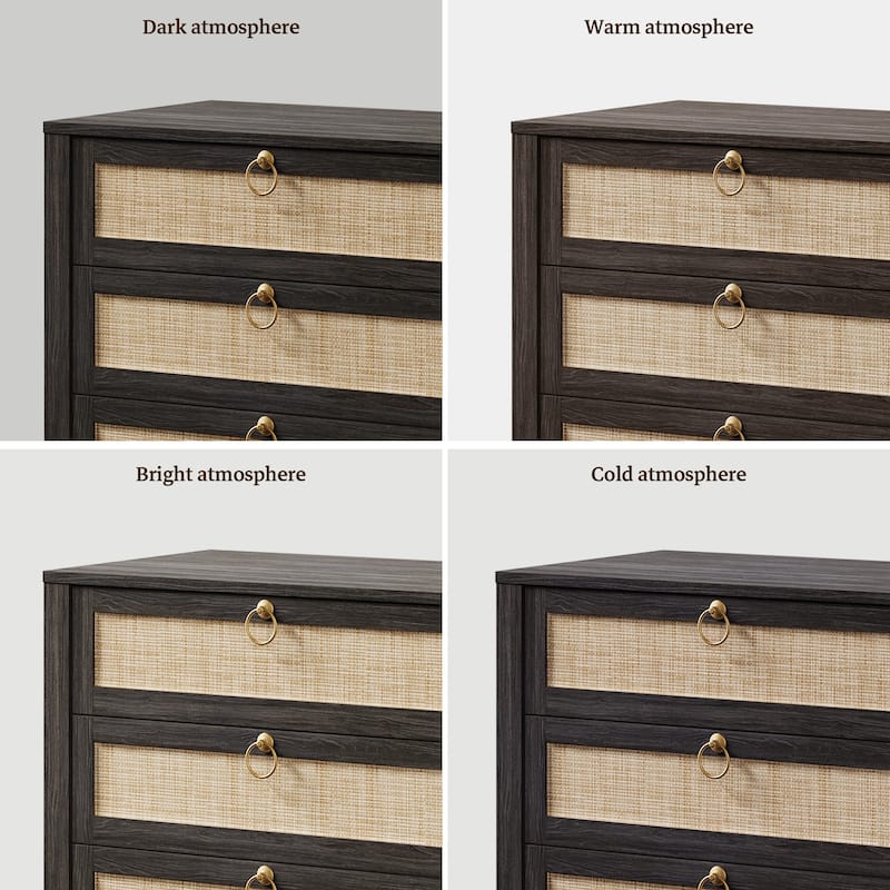 Set of 2 Farmhouse Style Nightstands with 3 Drawers