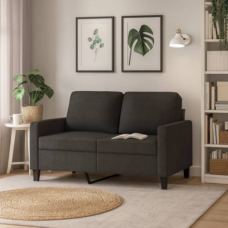 Modern Loveseat in Black Polyester with Simple Minimalist Silhouette