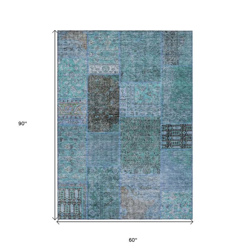 HomeRoots Patchwork Transitional Rectangle Outdoor Rug