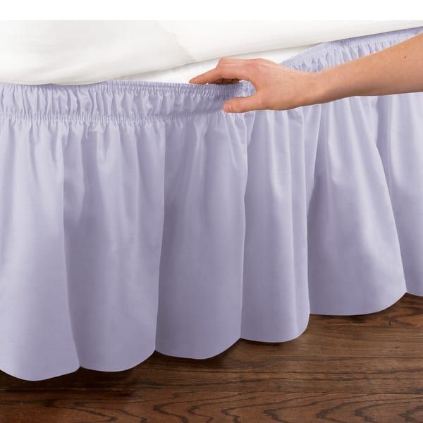 Elastic Bed Wrap Ruffle Bed Skirt - Lilac - Queen/King