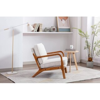 Wood frame top armchair with cushions