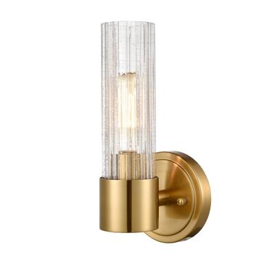 Majorca Brass Modern Wall Sconce Vanity Light with Crackle Glass