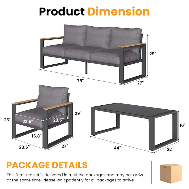 4 Piece Outdoor Conversation Set with Coffee Table