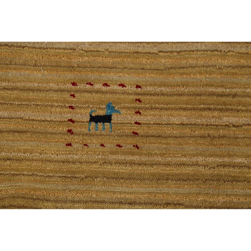Gold Tribal Gabbeh Oriental Area Rug Handmade Wool Carpet - 4'11"x 7'11"