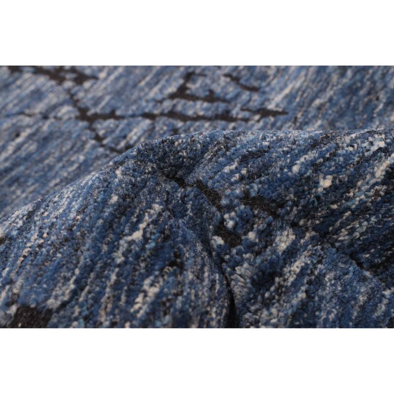 ECARPETGALLERY Hand-knotted Tangier Dark Blue Wool Rug - 5'6 x 7'6