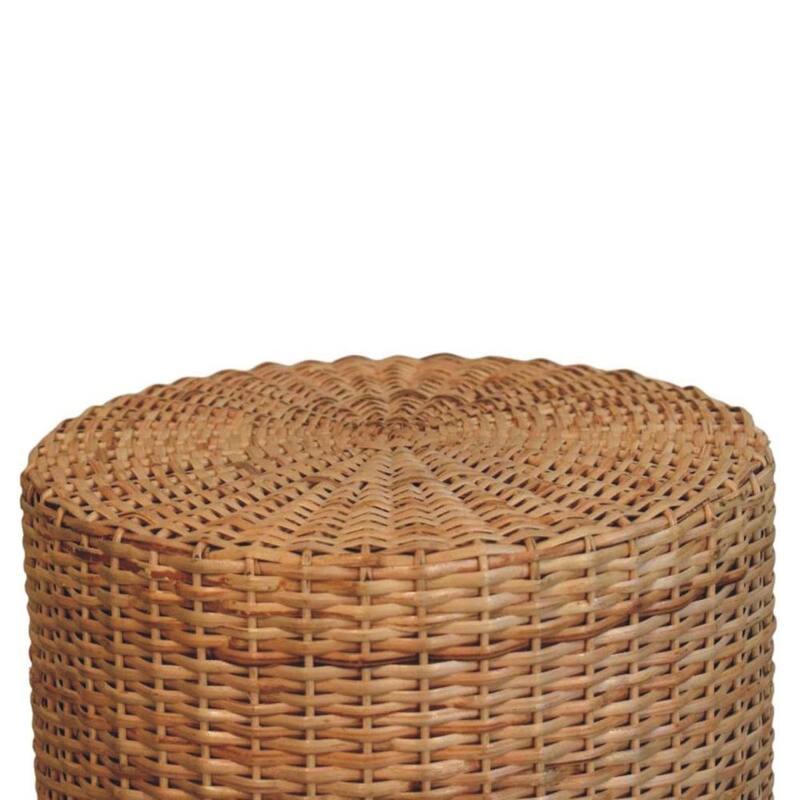 Artisan Furniture Solid Wood Regency Round Woven Stool, Beige - N/A