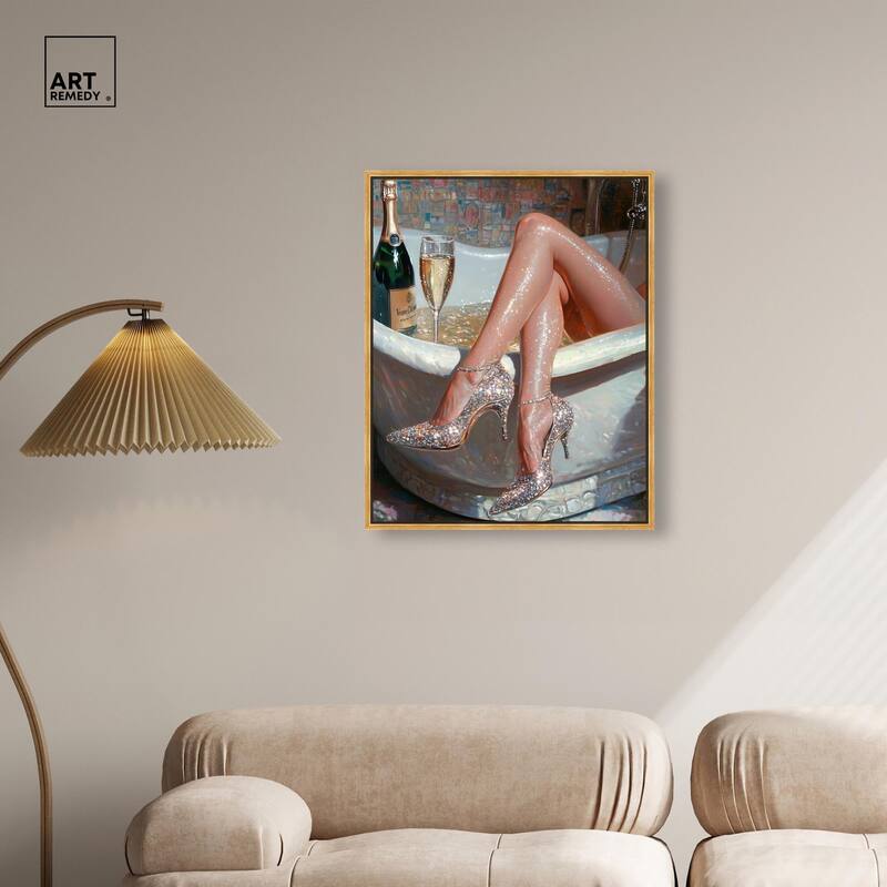 Champagne Bath Party Canvas by Art Remedy
